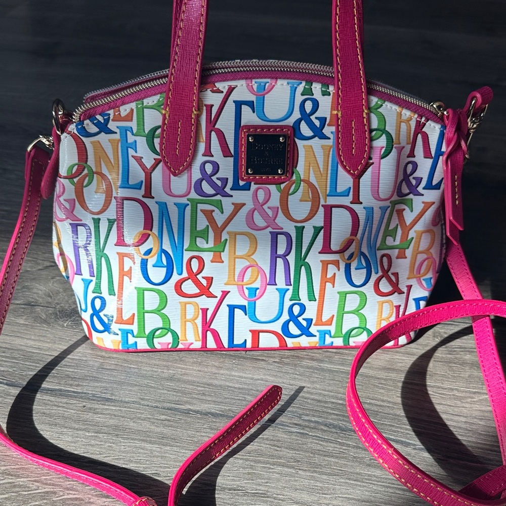 Dooney & Bourke Colorful Lettered Shoulder Bag with Pink Accents